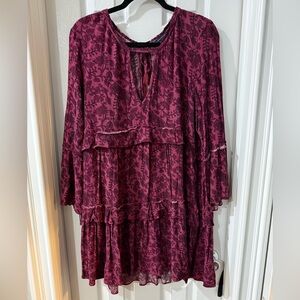 American Eagle Burgundy Floral Long Sleeve Dress. XL.